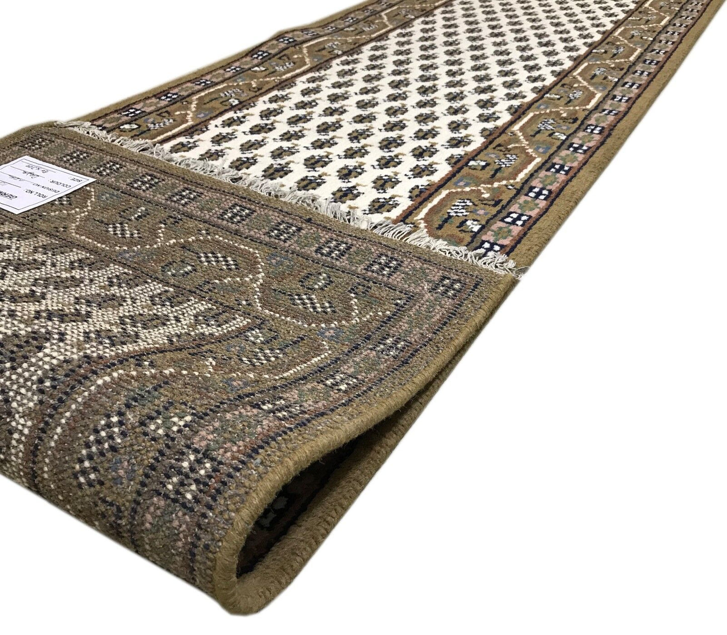 Läufer Teppich 100% Wolle Handgeknüpft Orient beige  Mir 75x270 cm