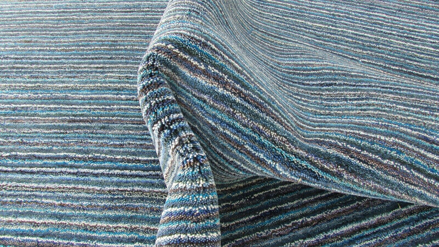 Gabbeh Teppich Blau 100% Wolle Orientteppich Handgefertigt Loom 165X240 CM HL170