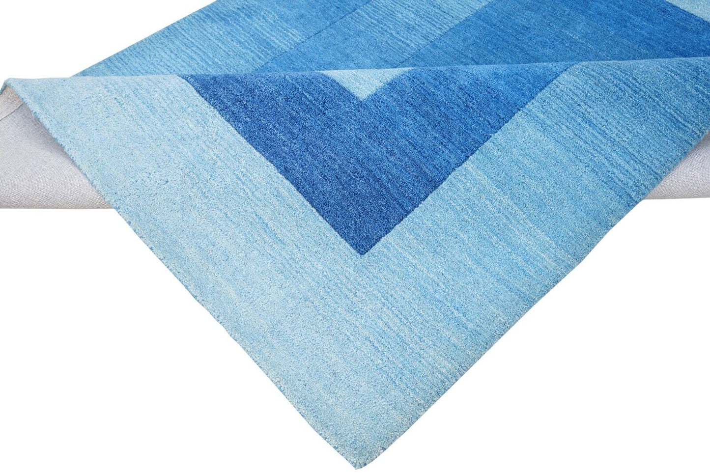 Blau Teppich 100% Wolle 160X230 cm Orientteppich Handgetuftet HT354