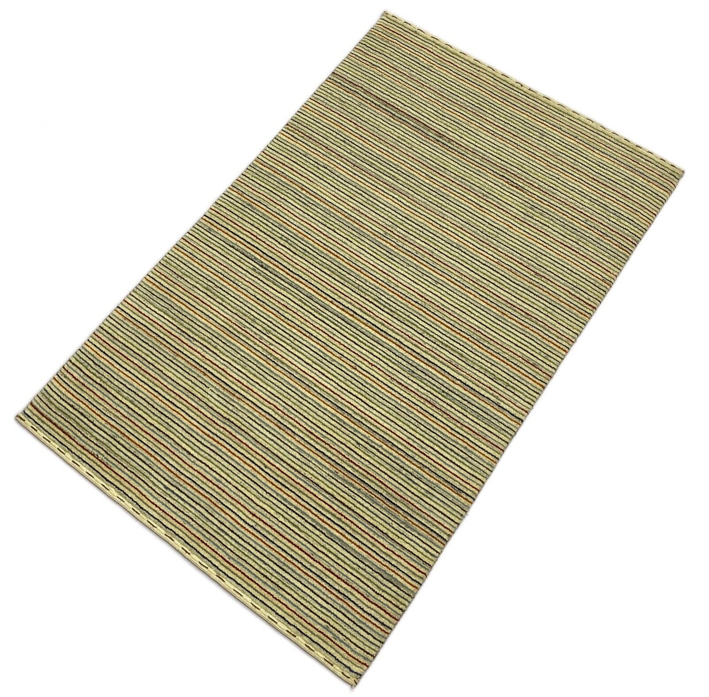 Teppich 100% Wolle Beige Braun Blau loom lori Handgewebt 120x180 cm S47