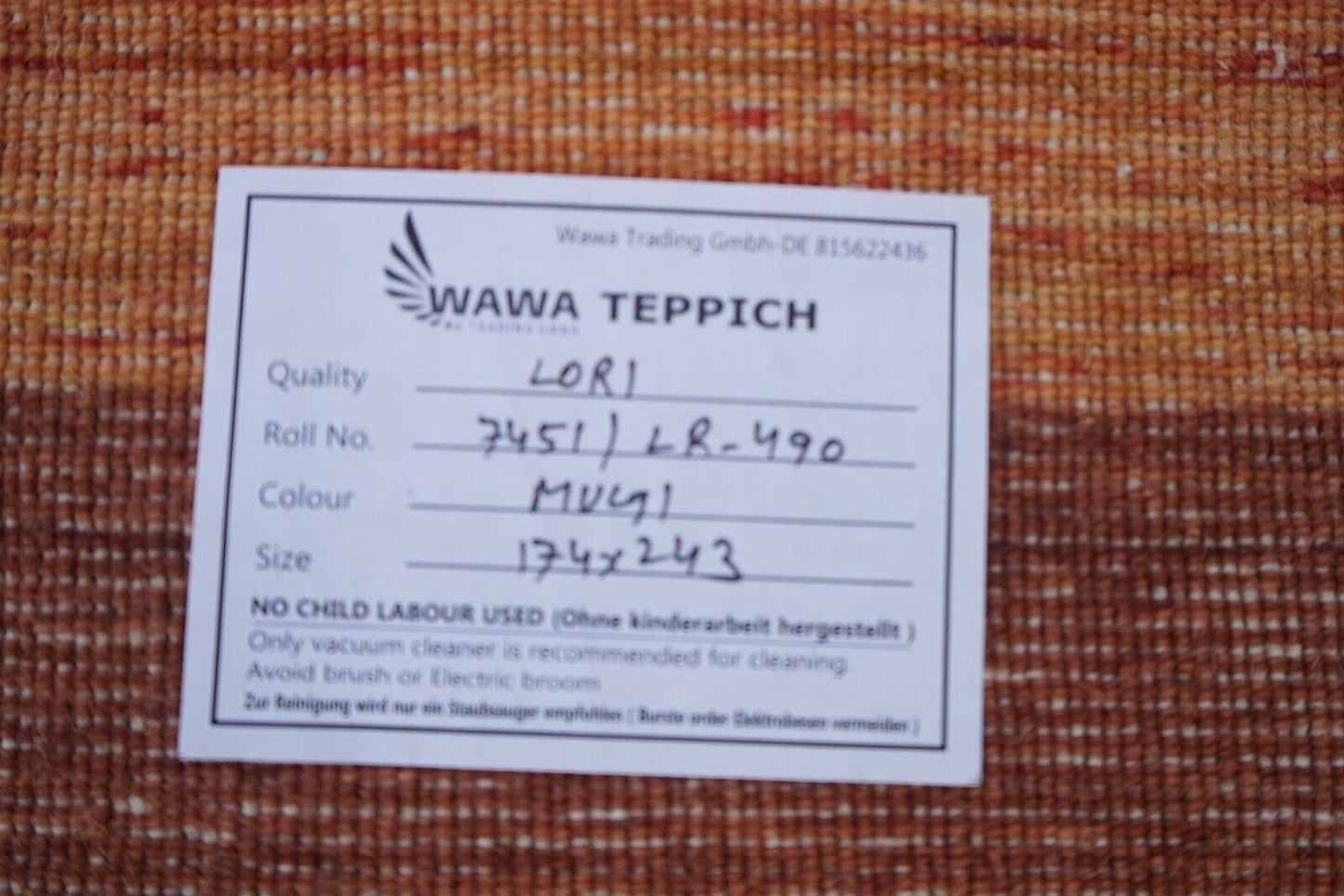 Gabbeh Teppich Orange Rot Gold Beige 100% Wolle 170x240 cm Loom Handgewebt Lr490