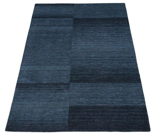 Blau Teppich 100% Wolle 160X230 cm Orientteppich Handgetuftet HT307