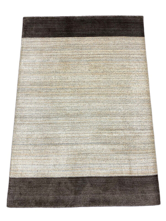 Teppich Gabbeh Beige Schwarz 100% Wolle lori Handgewebt 124x169 cm S50