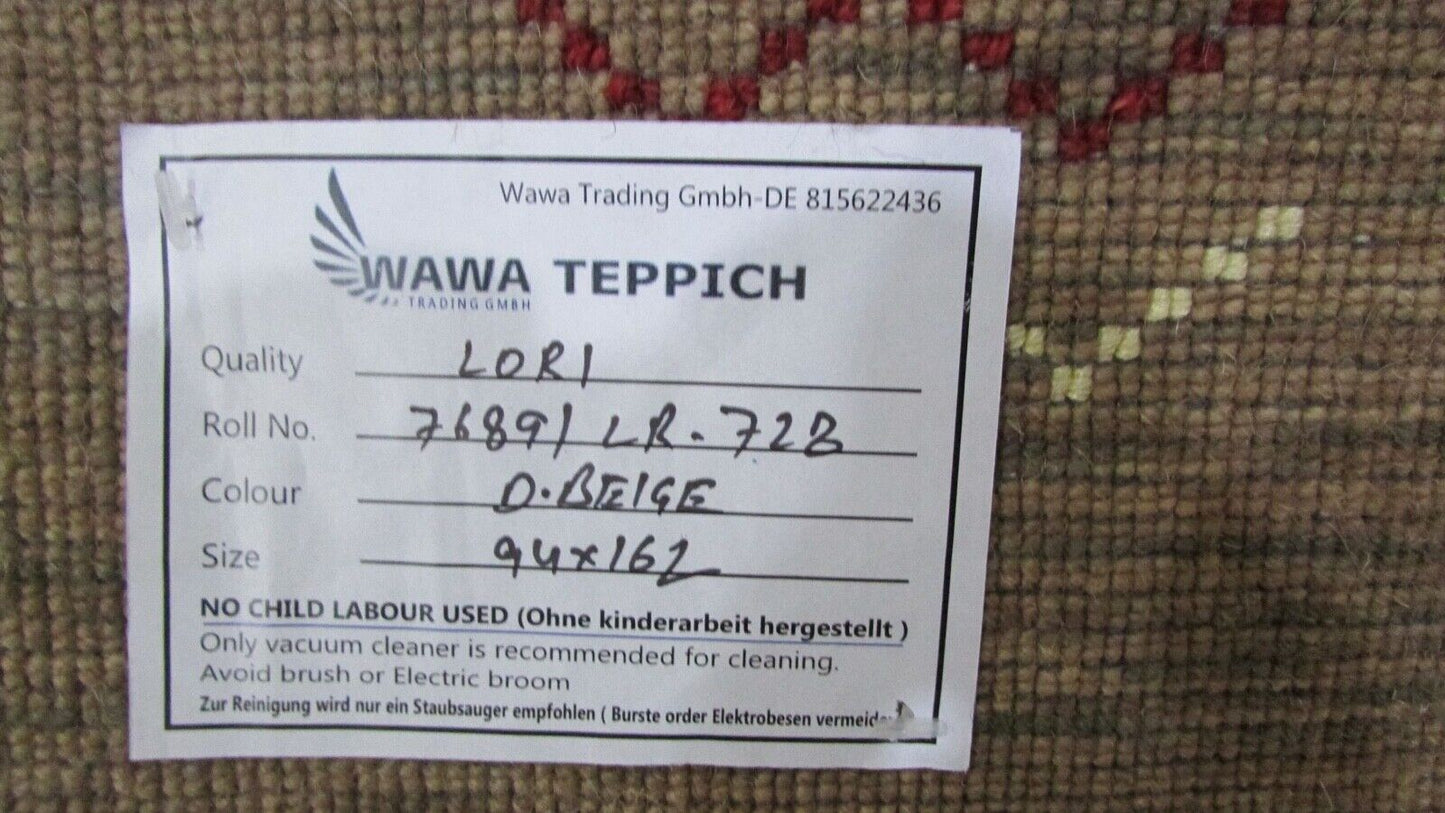 Gabbeh Beige Teppich 100% Wolle Handgewebt  90x160 cm Lori Debbich Lr727