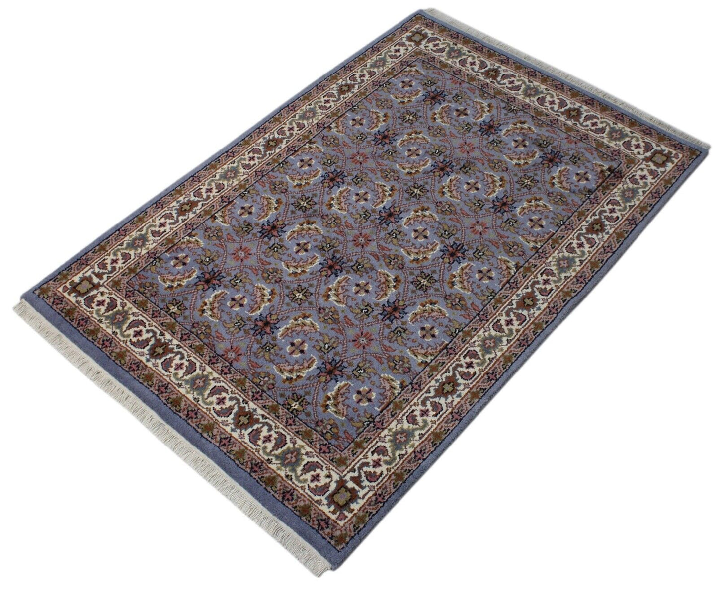 Blau Teppich Wolle Handgeknüpft Orientteppich 100% Schurwolle 120X180 cm D10