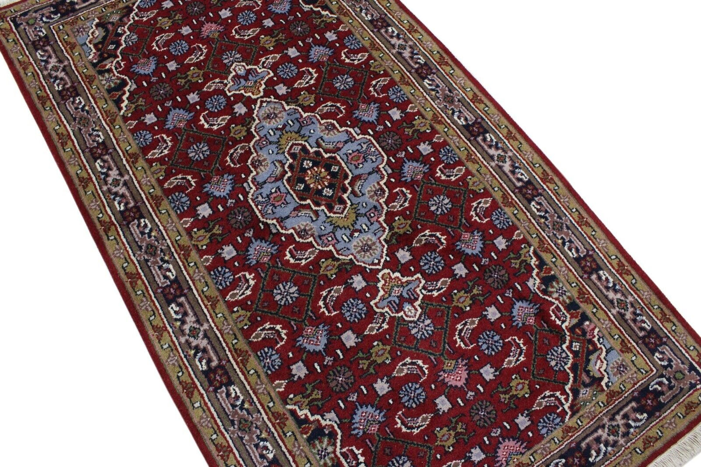 Bidjar Handgeknüpft Teppich 100% wolle Rot Blau 111x200 cm  Orientteppich D14