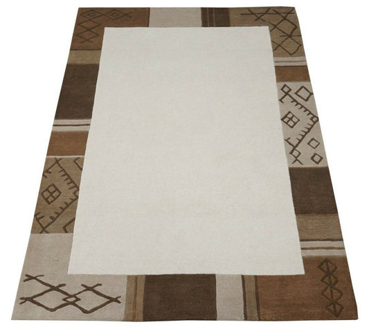 Teppich 100% Wolle Beige Braun 160X230 cm Orientteppich Handgetuftet HT414