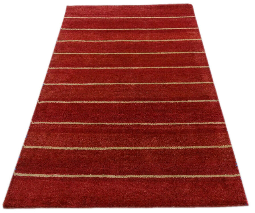 Gabbeh Teppich Handgeknüpft 100% Wolle Rot Beige  Orientteppich 122X182 CM M99