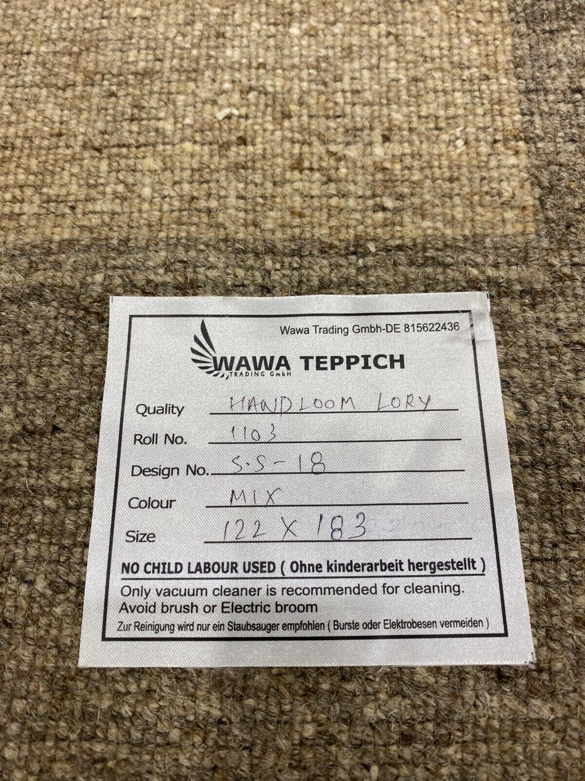 Gabbeh Teppich 100% Wolle Grau Braun Beige loom lori Handgewebt 120x180 cm S18