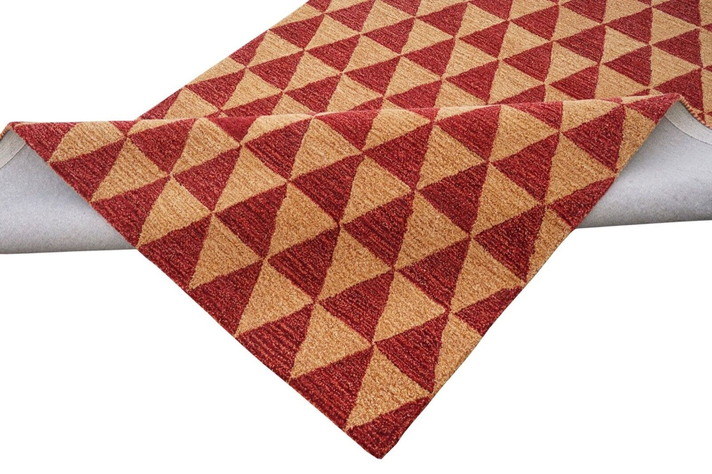 Teppich 100% Wolle Rot Gold 160X230 cm Orientteppich Handgetuftet HT313