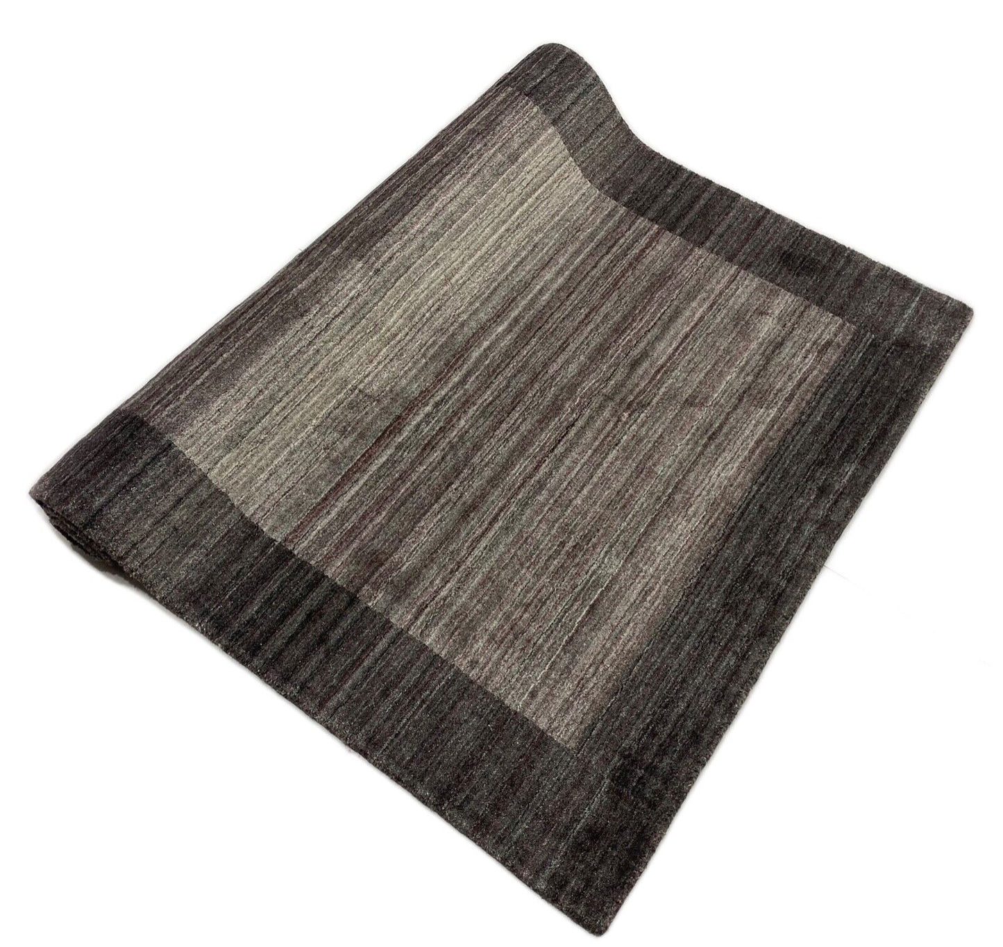 Teppich 100% Wolle Grau Braun Gabbeh lori Handgewebt 122x185 cm dp Garn S78