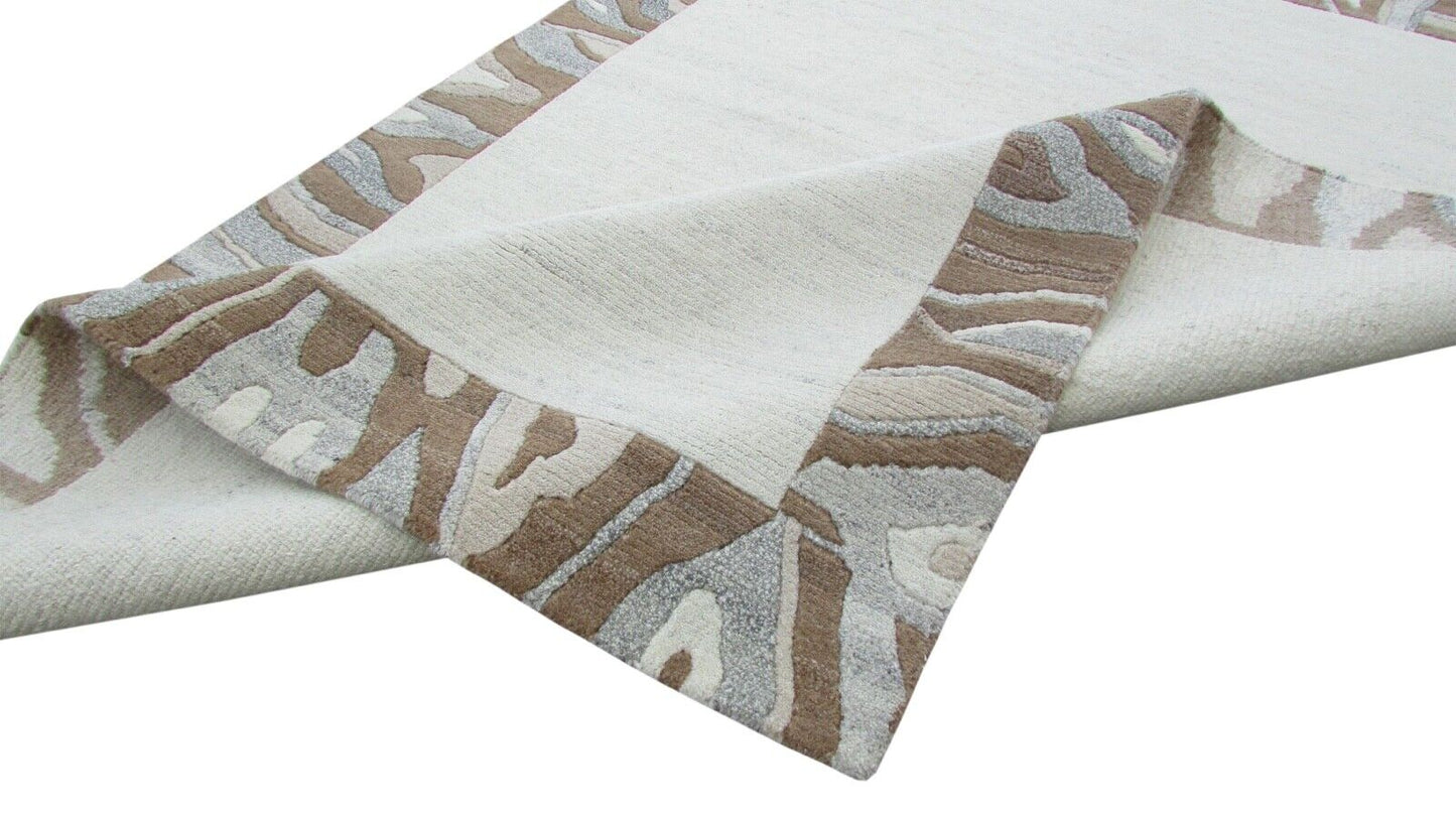Nepal Teppich Handgeknüpft Beige Braun 100% Wolle Orientteppich 160x228 cm N-24
