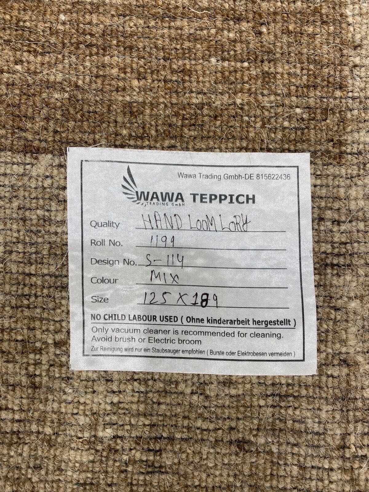 Teppich 100% Wolle Braun Beige Gabbeh lori Handgewebt 125x190 cm Naturwolle S114