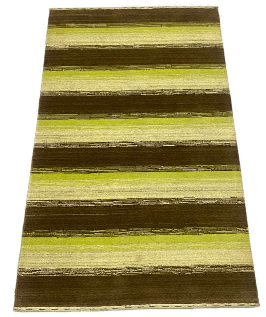 Teppich Gabbeh Braun Grün Beige 100% Wolle loom lori Handgewebt 120x185 cm S133